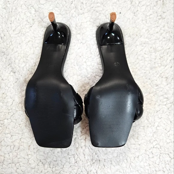 Sleek Black Mules with Braided Strap and Square Toe Size US 8 UK 39 - Picture 5 of 8